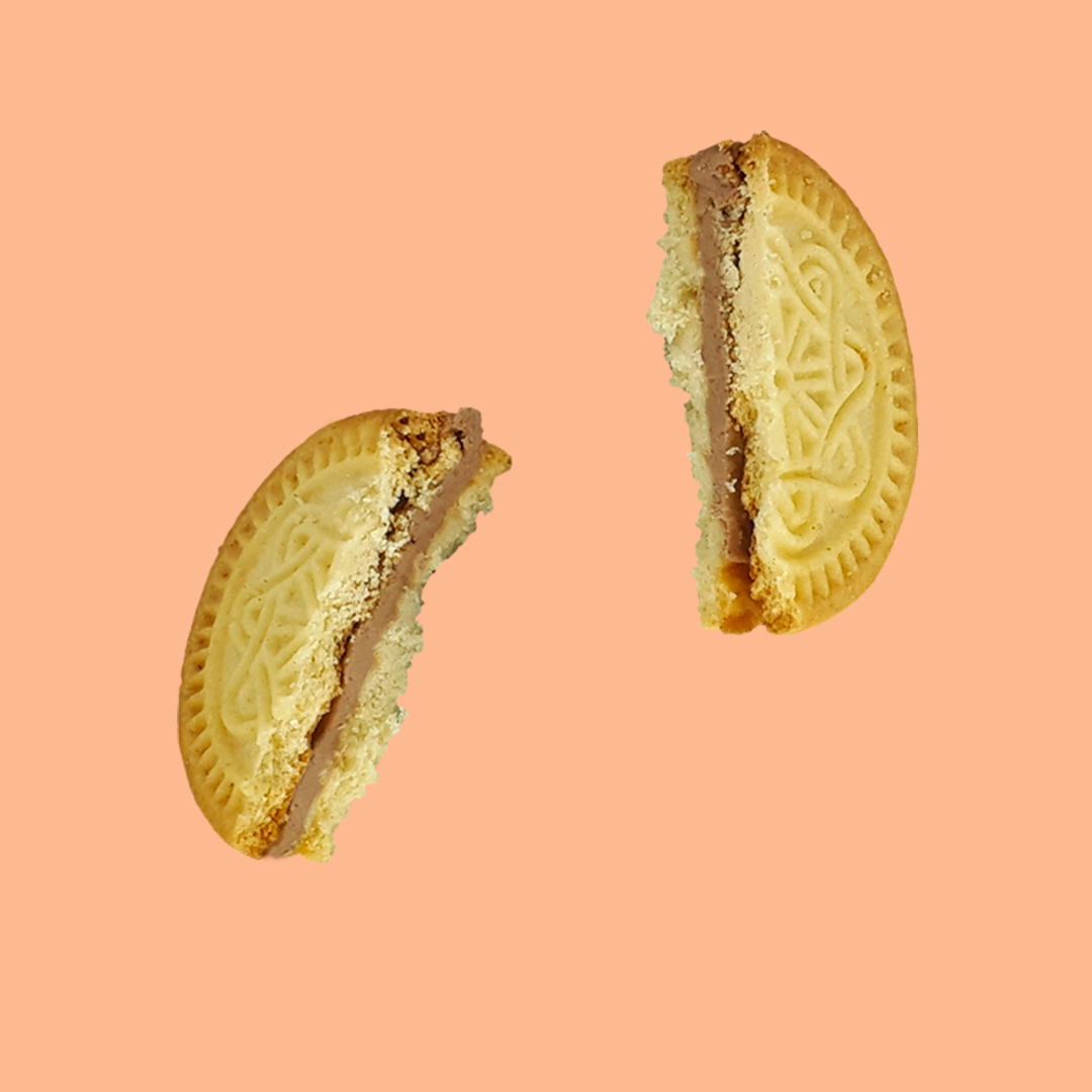 Cookies sandwich à la vanille fourrés à la crème cacao (176g) sans sucre