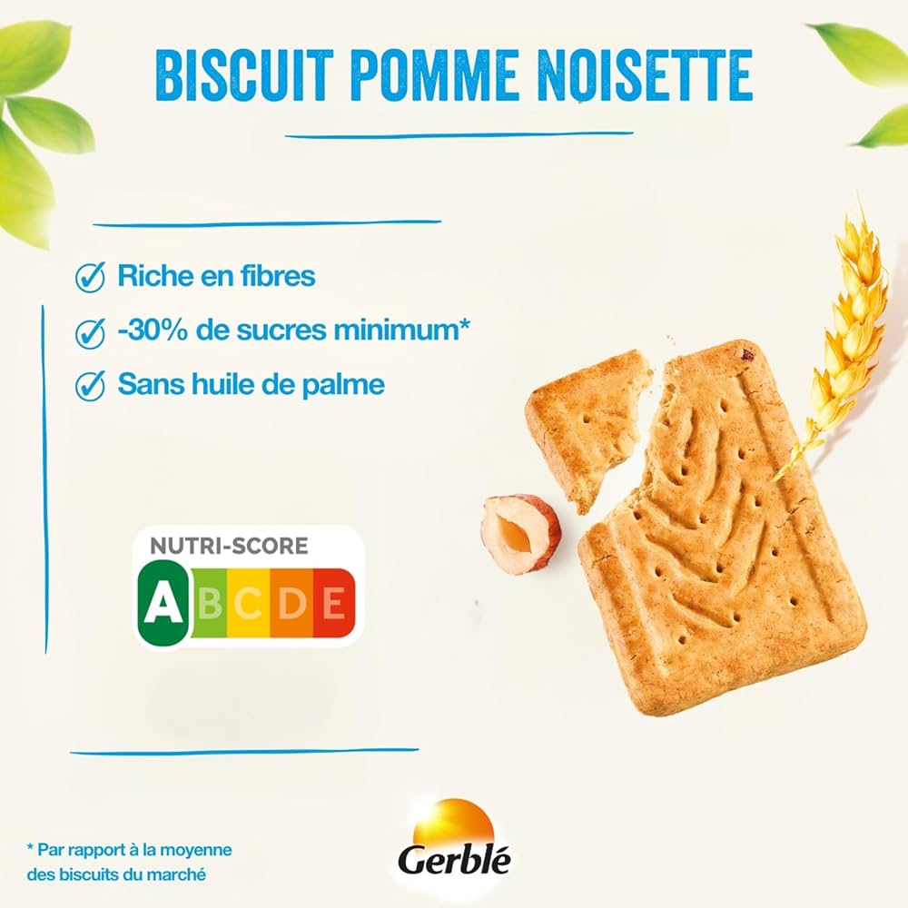 Biscuit pomme/noisette sucre réduit 230g - Gerblé