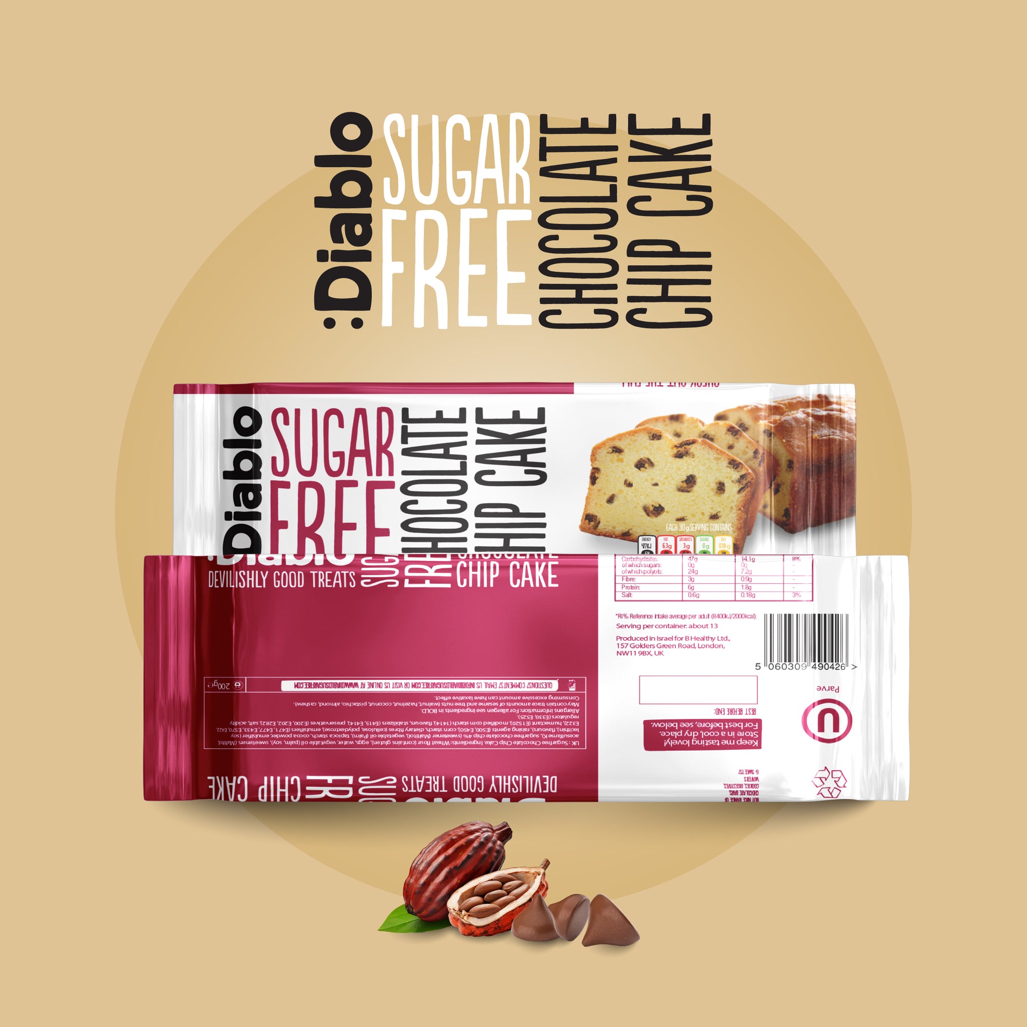 Cake aux pépites de chocolat (200g) sans sucre
