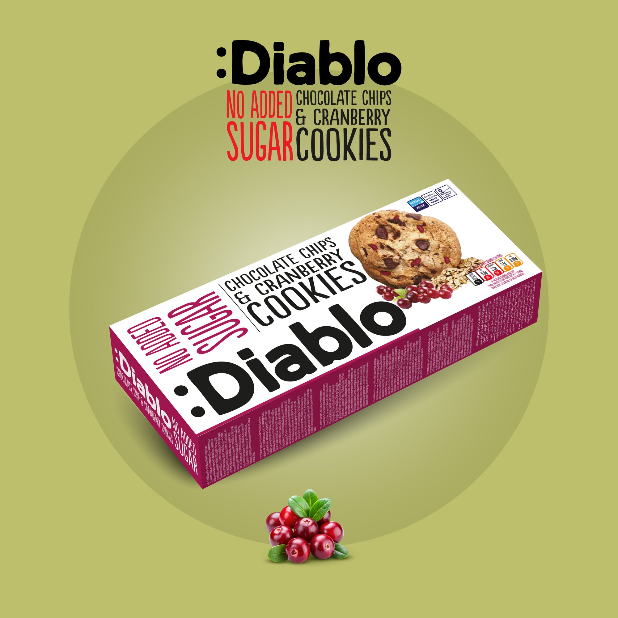 Cookies aux pépites de chocolat et cranberries (135g) sans sucre ajouté