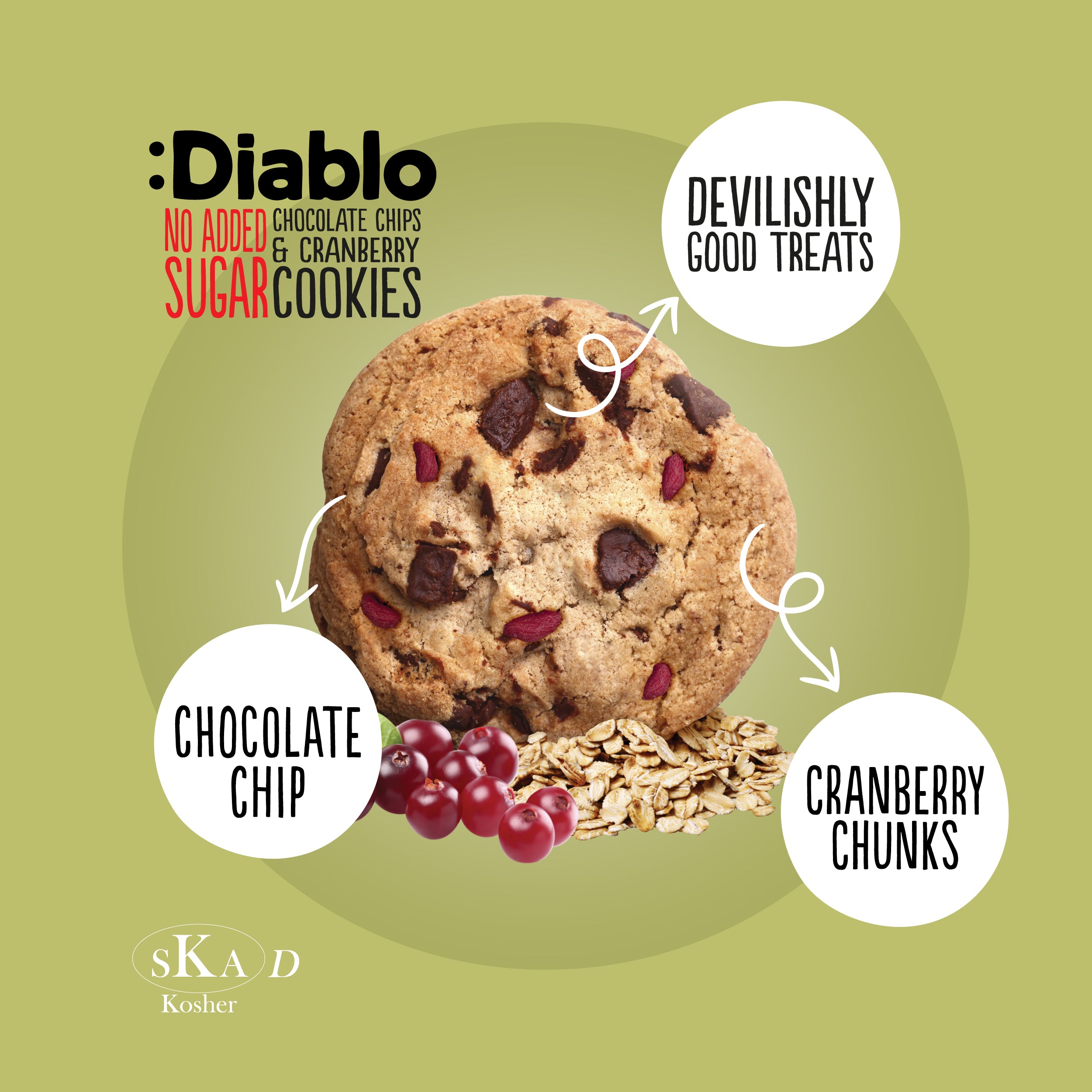 Cookies aux pépites de chocolat et cranberries (135g) sans sucre ajouté