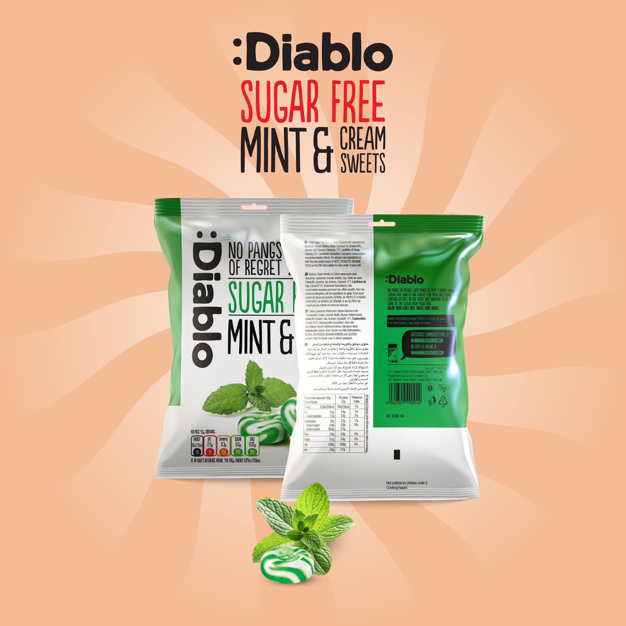Bonbons menthe et crème (75g) sans sucre