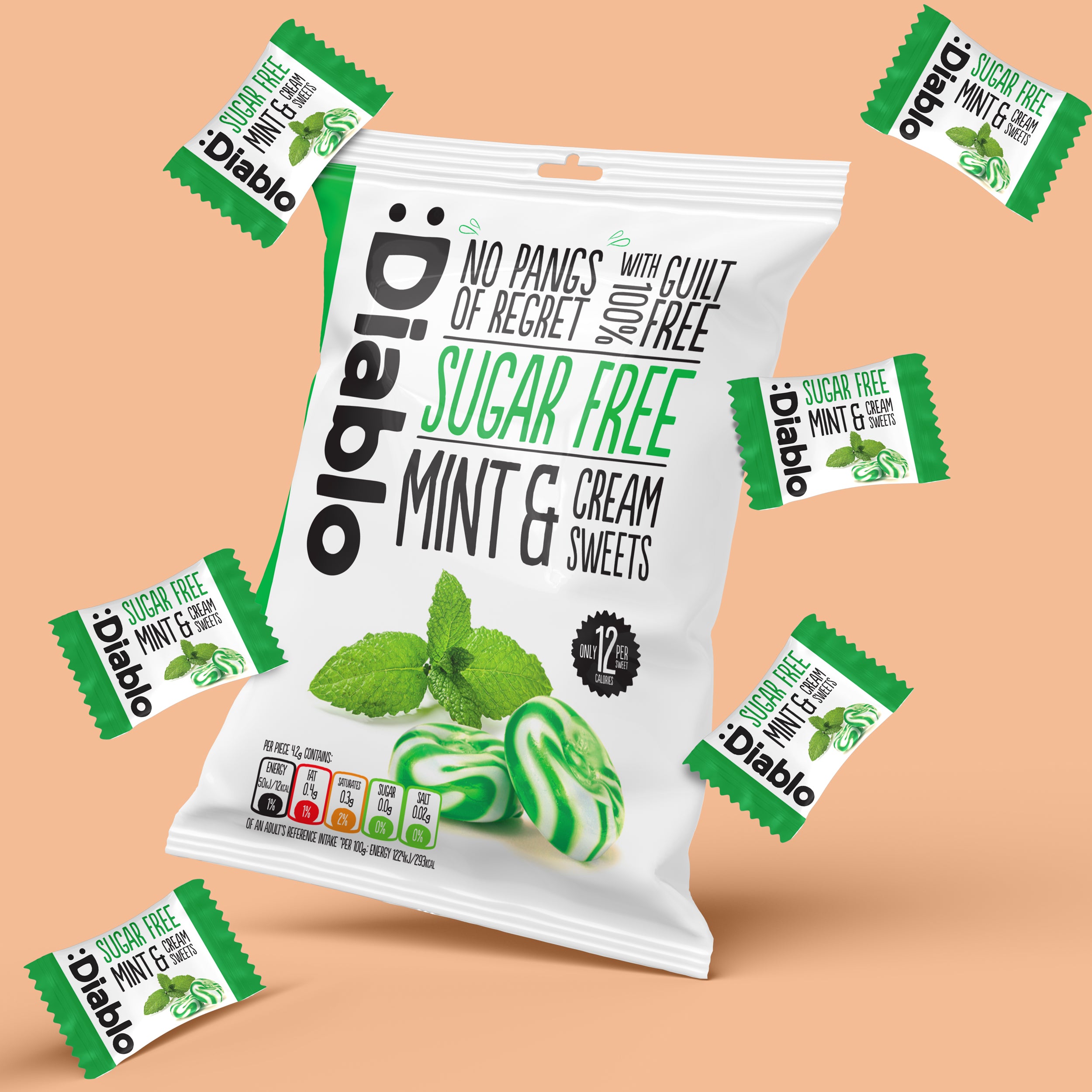Bonbons menthe et crème (75g) sans sucre
