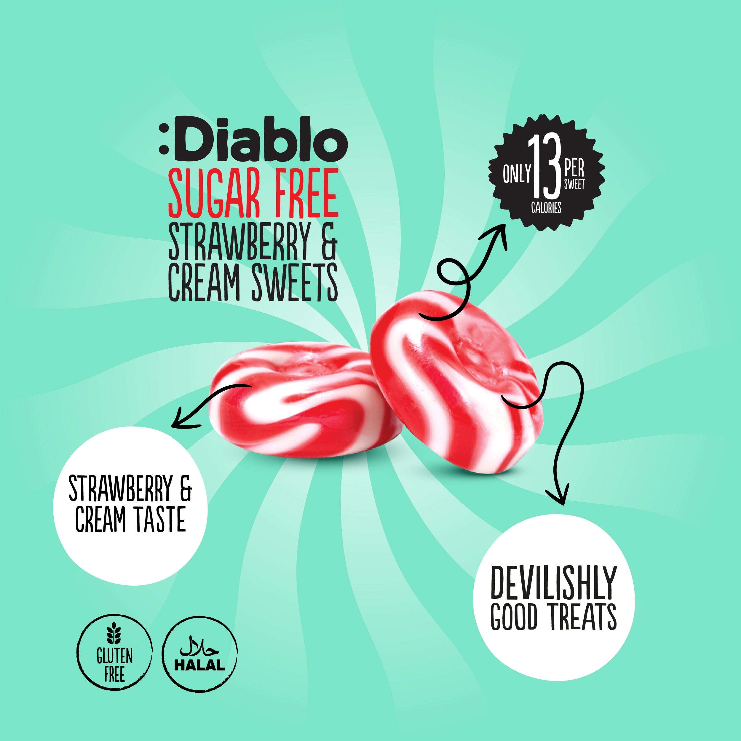 Bonbons fraise et crème (75g) sans sucre